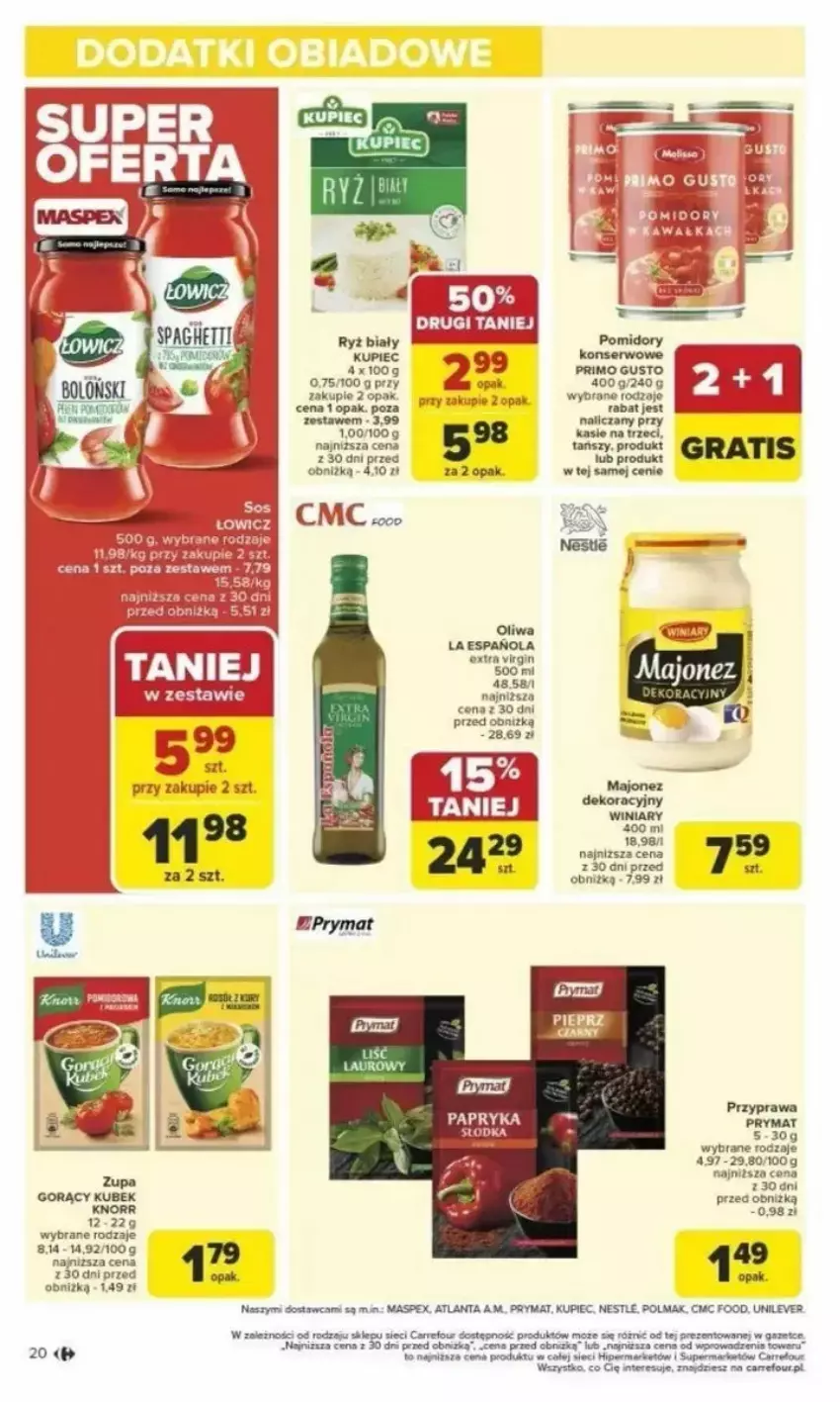 Gazetka promocyjna Carrefour - ważna 24.02 do 01.03.2025 - strona 13 - produkty: Gin, Knorr, Kubek, Kupiec, Laur, Majonez, Oliwa, Olma, Piec, Por, Prymat, Ryż, Ryż biały, Zupa