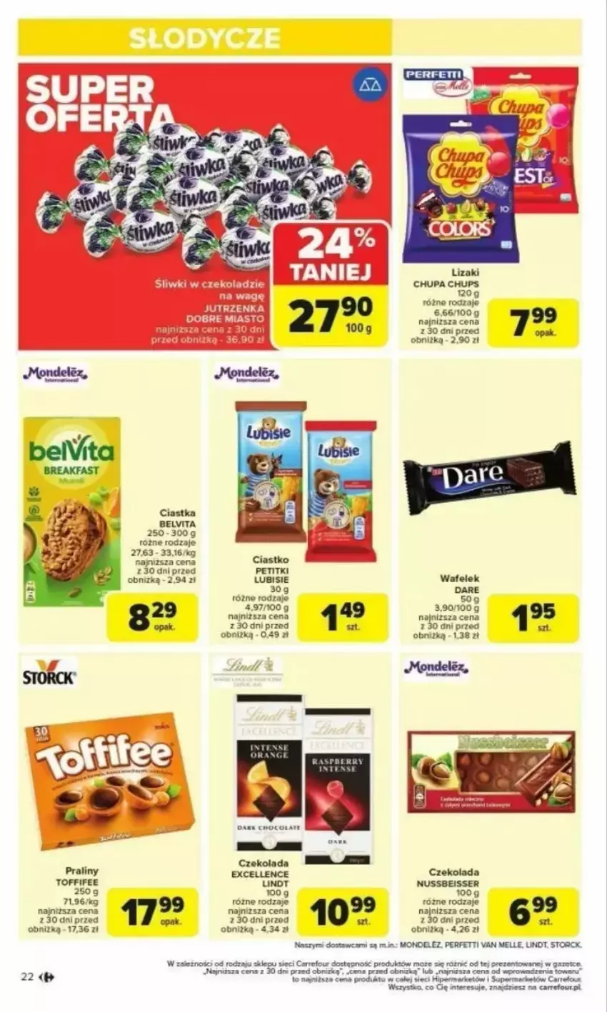 Gazetka promocyjna Carrefour - ważna 24.02 do 01.03.2025 - strona 15 - produkty: BelVita, Ciastka, Czekolada, Lindt, Lizaki, Lubisie, Praliny, Ser, Toffifee