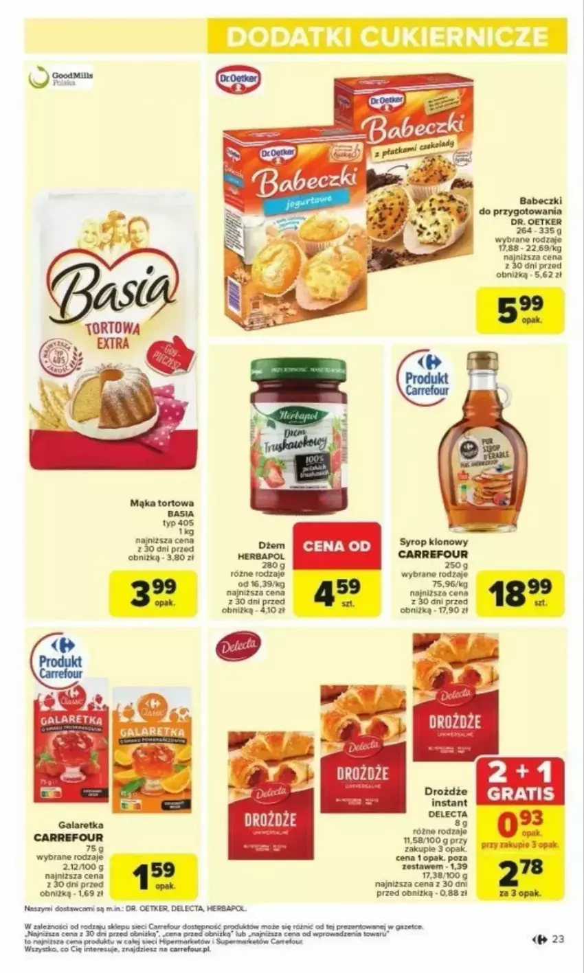 Gazetka promocyjna Carrefour - ważna 24.02 do 01.03.2025 - strona 16 - produkty: Babeczki, Basia, Delecta, Dr. Oetker, Drożdże, HP, Mąka, Mąka tortowa, Syrop