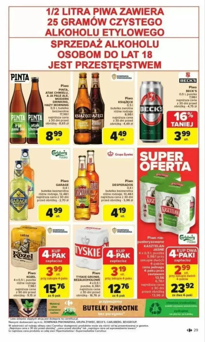 Gazetka promocyjna Carrefour - ważna 24.02 do 01.03.2025 - strona 22 - produkty: Carlsberg, Fa, HP, Kozel, Książęce, Piwa, Piwo, Tyskie