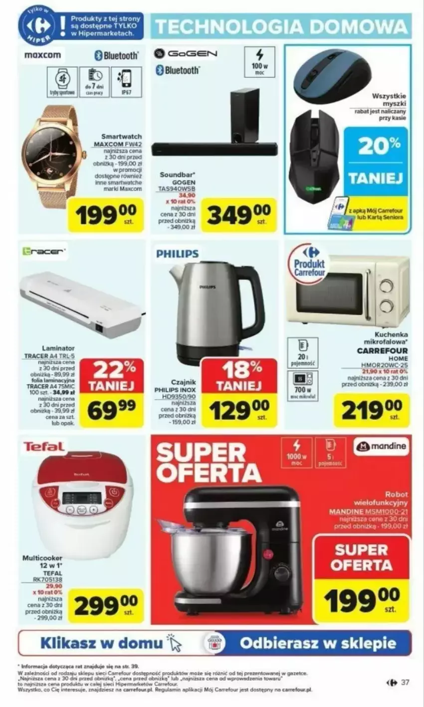 Gazetka promocyjna Carrefour - ważna 24.02 do 01.03.2025 - strona 31 - produkty: Acer, Czajnik, Fa, Mysz, Philips, Por, Ser, Smartwatch, Soundbar, Tefal