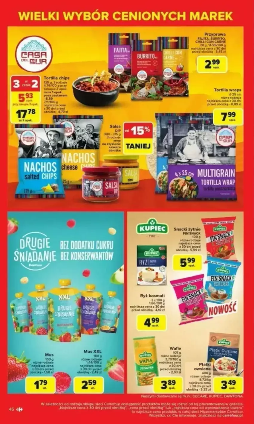 Gazetka promocyjna Carrefour - ważna 24.02 do 01.03.2025 - strona 41 - produkty: Brugi, Fa, Noż, Ryż, Ryż basmati, Salsa, Tortilla, Tortilla Chips, Wafle