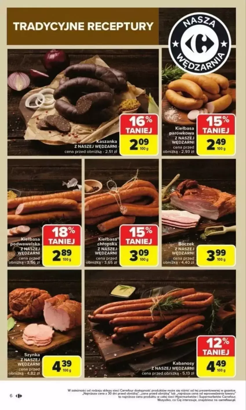 Gazetka promocyjna Carrefour - ważna 24.02 do 01.03.2025 - strona 56 - produkty: Boczek, Kiełbasa, Szynka, Wawel