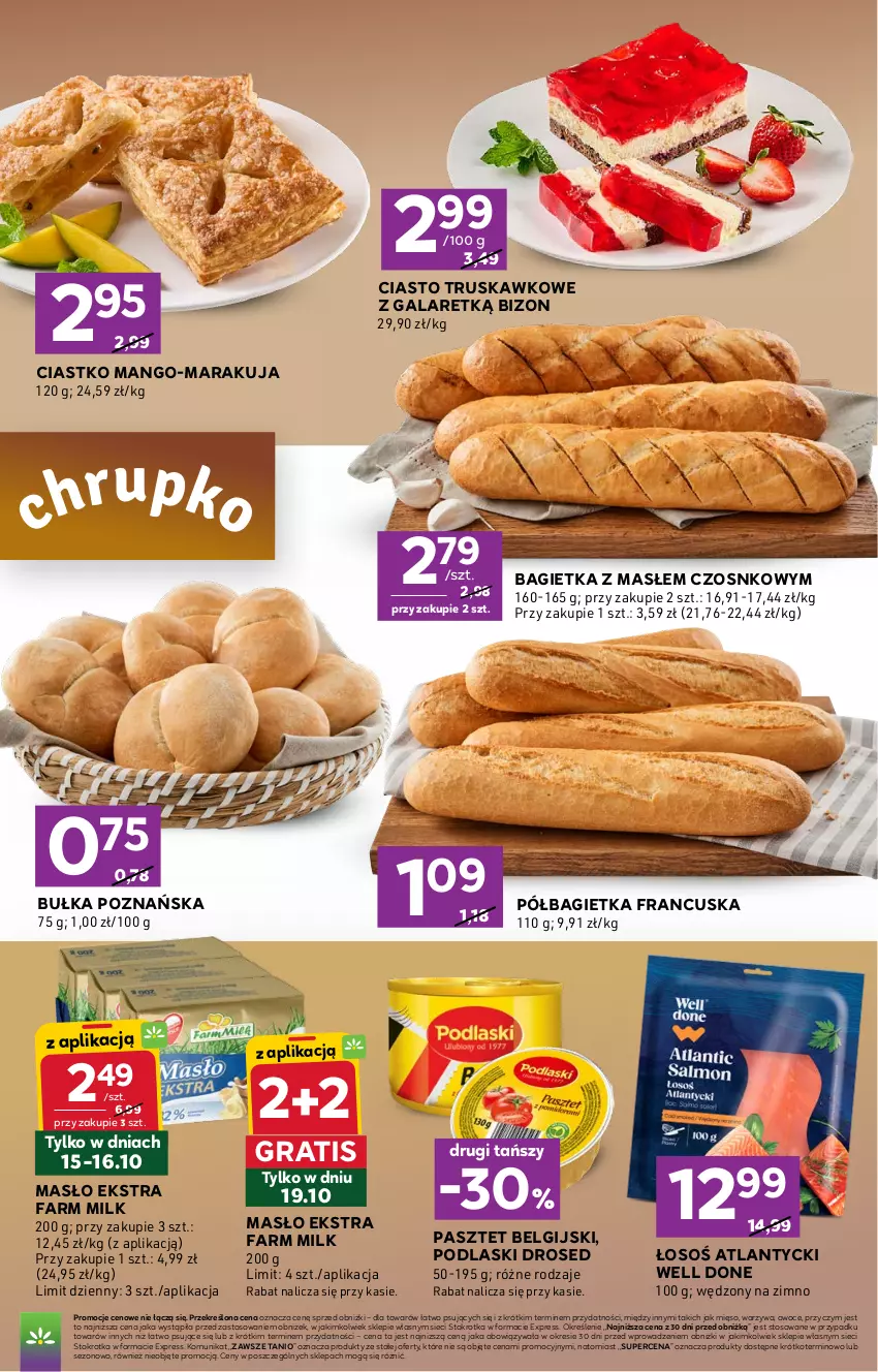 Gazetka promocyjna Stokrotka - Express - ważna 15.10 do 21.10.2026 - strona 3 - produkty: Bagietka, Bułka, Fa, Farm Milk, Gala, Gra, LG, Mango, Masło, Mięso, Owoce, Pasztet, Podlaski, Półbagietka, Warzywa