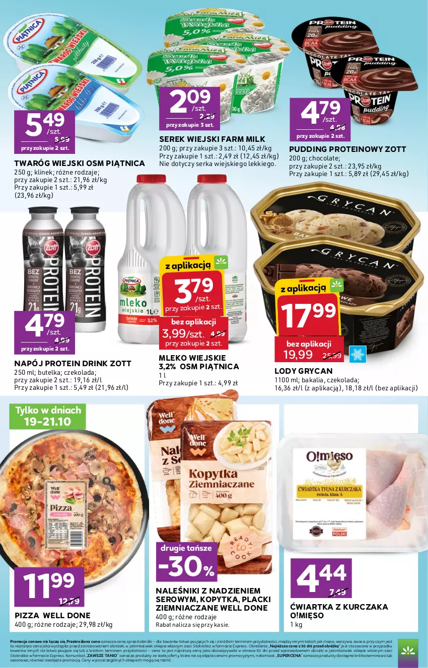 Gazetka promocyjna Stokrotka - Express - ważna 15.10 do 21.10.2026 - strona 4 - produkty: Czekolada, Fa, Farm Milk, Gry, Kopytka, Kurczak, Lack, Lody, Mięso, Mleko, Naleśniki, Napój, Owoce, Piątnica, Pizza, Pudding, Ser, Serek, Serek wiejski, Twaróg, Warzywa, Zott