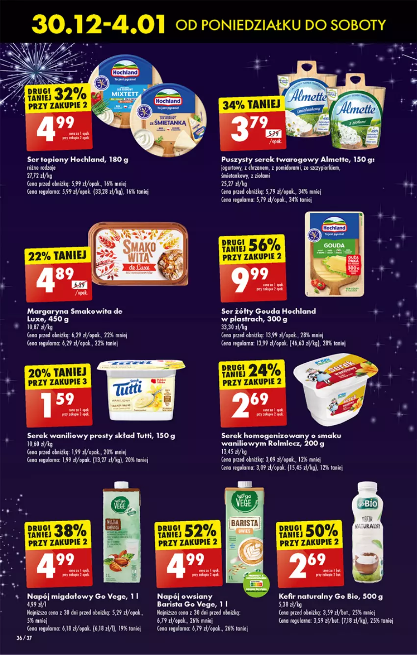 Gazetka promocyjna Biedronka - Od Poniedziałku - ważna 30.12.2025 do 03.01.2026 - strona 46 - produkty: Gouda, Hochland, Kefir, Kefir naturalny, Margaryna, Napój, Rolmlecz, Ser, Serek, Serek homogenizowany, Smakowita