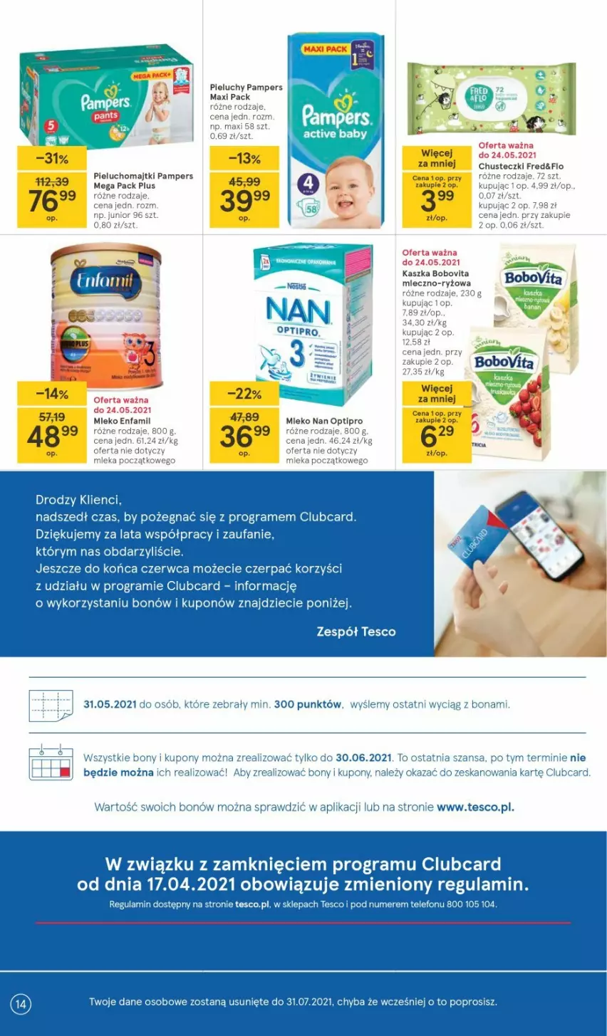 Gazetka promocyjna Tesco - Tesco gazetka - przyszły tydzień - ważna 20.05 do 26.05.2021 - strona 14 - produkty: BoboVita, Dzieci, Fa, Gra, Majtki, Mleko, NAN Optipro, Pampers, Pieluchomajtki, Pieluchy, Top