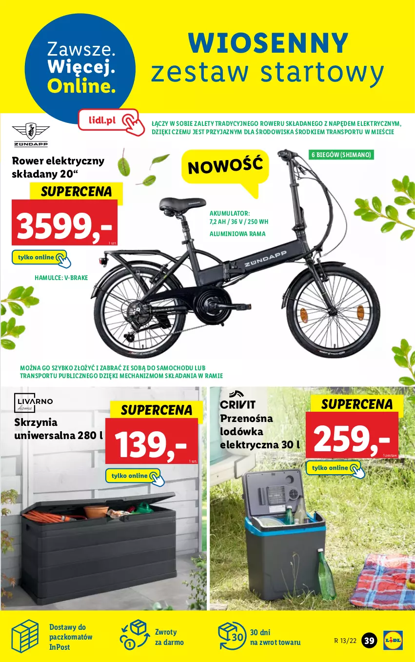 Gazetka promocyjna Lidl - GAZETKA - ważna 28.03 do 03.04.2022 - strona 39 - produkty: Akumulator, Lodówka, Por, Rama, Rower, Rower elektryczny, Sport, Tran