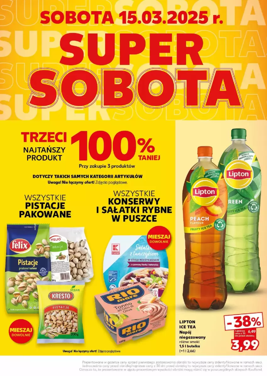 Gazetka promocyjna Kaufland - ważna 15.03 do 15.03.2025 - strona 9 - produkty: Ice tea, Lipton, Napój, Napój niegazowany, Pistacje, Sałat, Ser, Waga