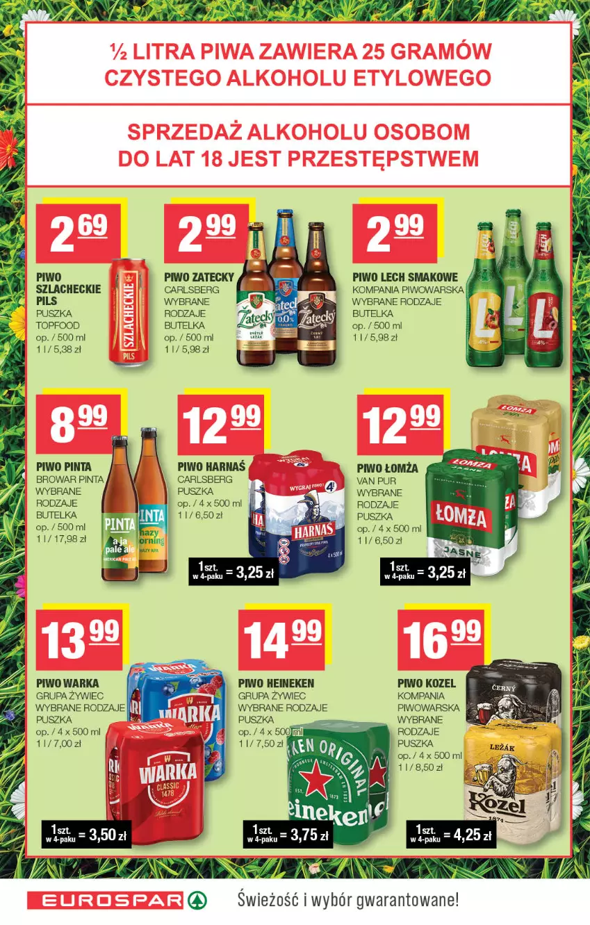 Gazetka promocyjna Spar - EuroSpar - ważna 29.07 do 09.08.2026 - strona 12 - produkty: Carlsberg, Heineken, Kozel, Piwo, Pur, Top, Warka