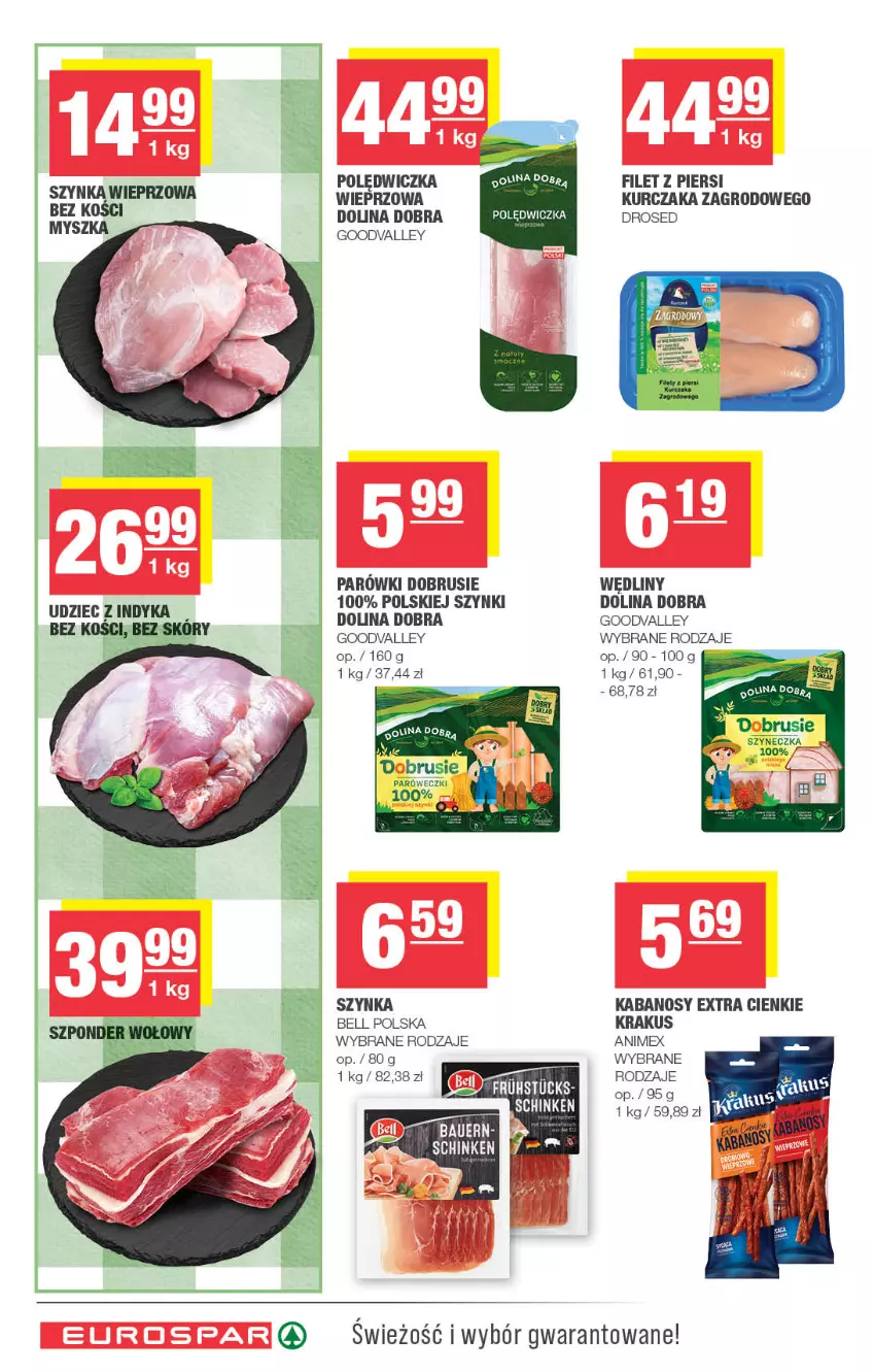 Gazetka promocyjna Spar - EuroSpar - ważna 29.07 do 09.08.2026 - strona 6 - produkty: Bell, Kabanos, Krakus, Kurczak, Mysz, Obrus, Parówki, Szynka, Udziec z indyka