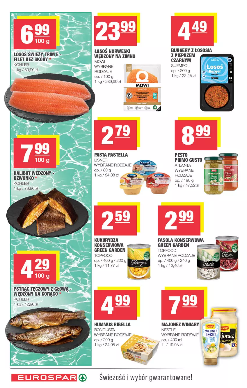 Gazetka promocyjna Spar - EuroSpar - ważna 29.07 do 09.08.2026 - strona 8 - produkty: Bell, Bella, Burger, Fa, Fasola, Hummus, Kukurydza, Lisner, Majonez, Mus, Pastella, Pesto, Pieprz, Pstrąg, Pstrąg tęczowy, Ser, Sos, Suempol, Top, Winiary
