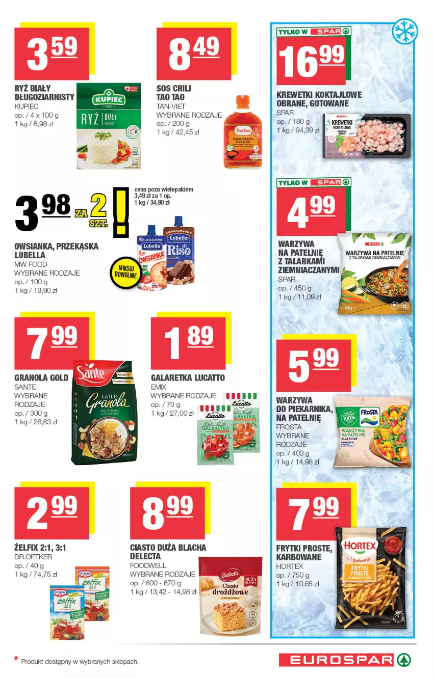 Gazetka promocyjna Spar - EuroSpar - ważna 29.07 do 09.08.2026 - strona 9 - produkty: Bell, Bella, Delecta, Frosta, Frytki, Gala, Galaretka, Hortex, Krewetki, Kupiec, Lubella, Owsianka, Piec, Piekarnik, Ryż, Ryż biały, Warzywa, Warzywa na patelnie