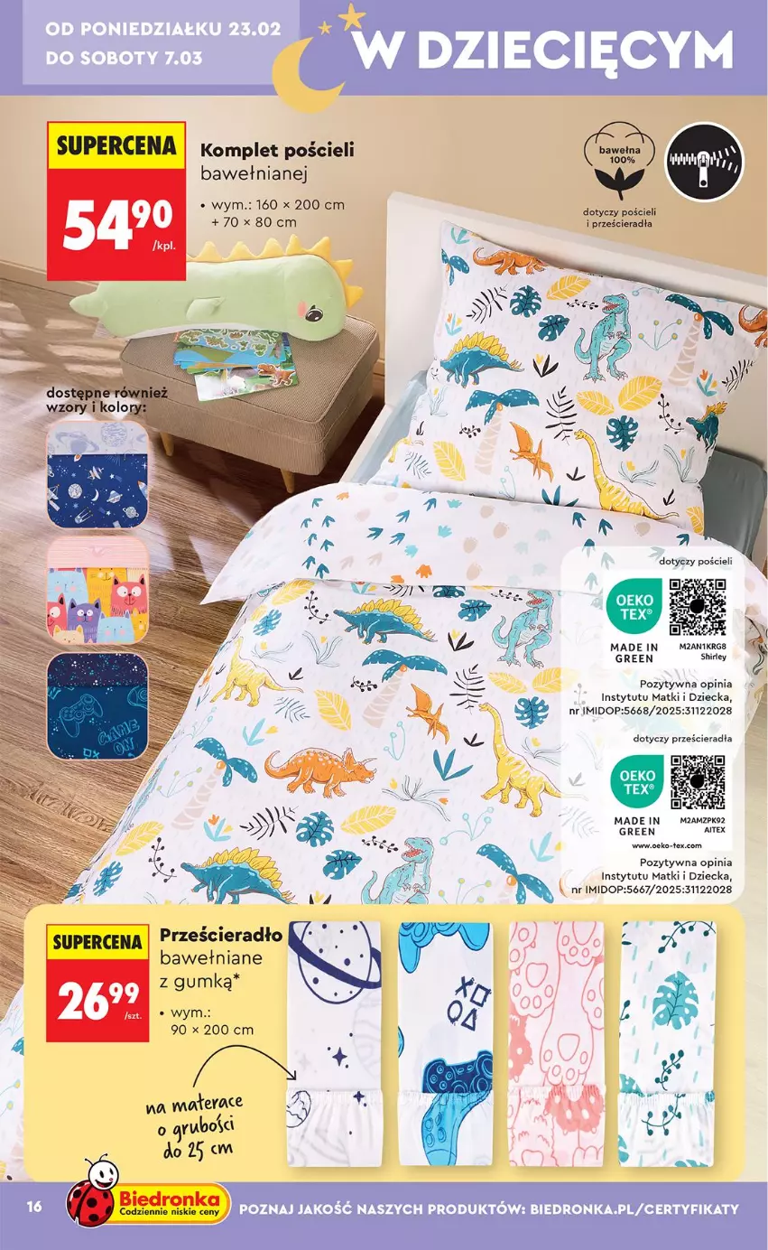 Gazetka promocyjna Biedronka - Okazje Tygodnia - ważna 21.02 do 07.03.2026 - strona 16 - produkty: Komplet pościeli, Materac, Por, Pościel, Tera