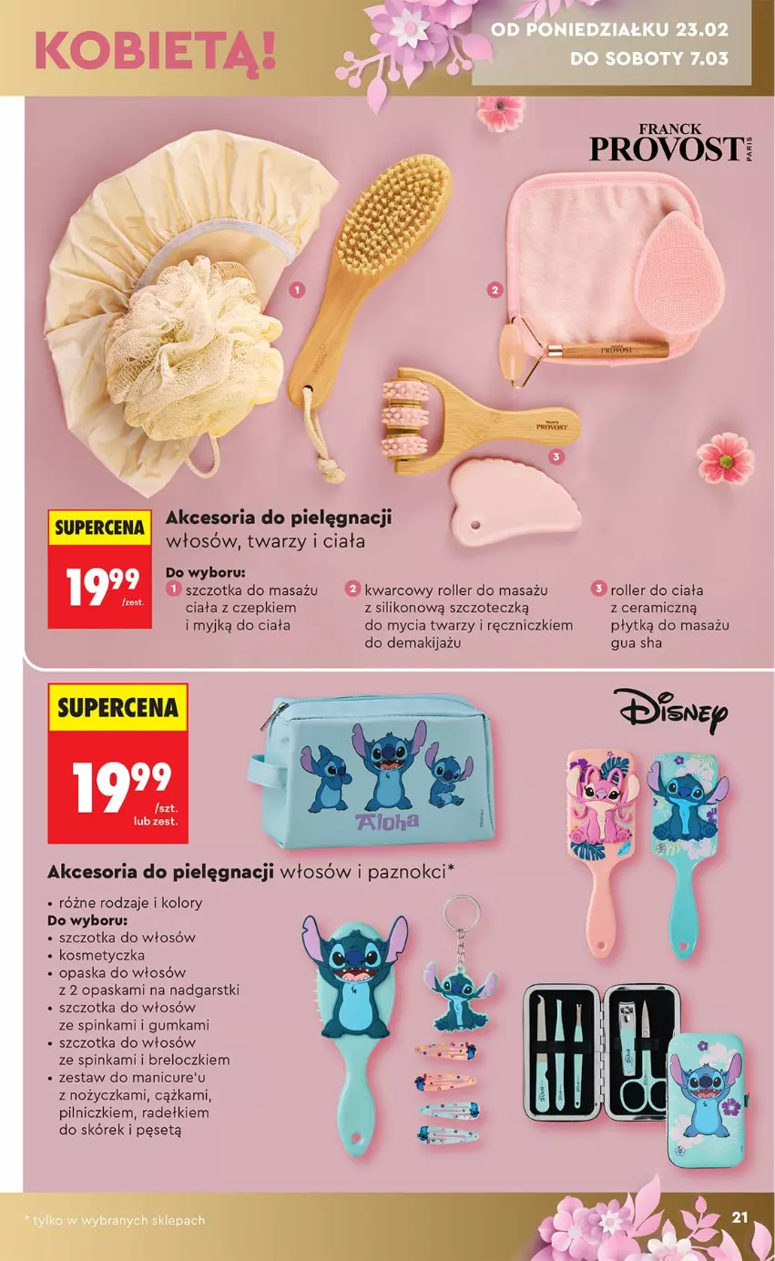 Gazetka promocyjna Biedronka - Okazje Tygodnia - ważna 21.02 do 07.03.2026 - strona 21 - produkty: Franck Provost, Inka, Kosmetyczka, Makijaż, Noż, Opaska, Opaska do włosów, Roller, Szczotka, Szczotka do włosów, Znicz