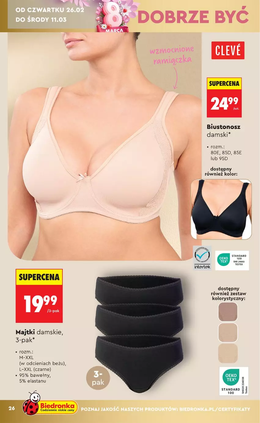 Gazetka promocyjna Biedronka - Okazje Tygodnia - ważna 21.02 do 07.03.2026 - strona 26 - produkty: Biustonosz, Majtki