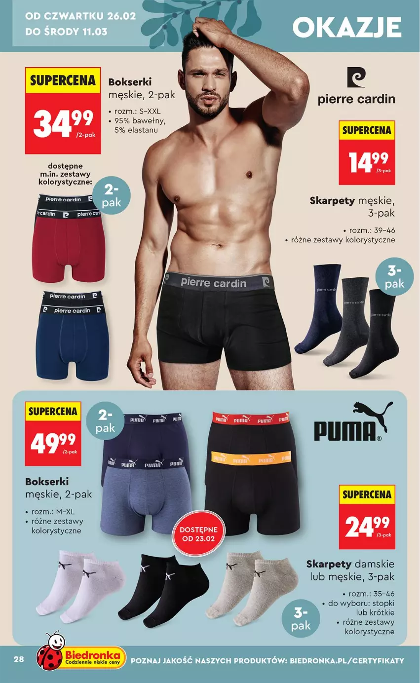 Gazetka promocyjna Biedronka - Okazje Tygodnia - ważna 21.02 do 07.03.2026 - strona 28 - produkty: Bokserki, Karp, Pierre Cardin, Ser, Top