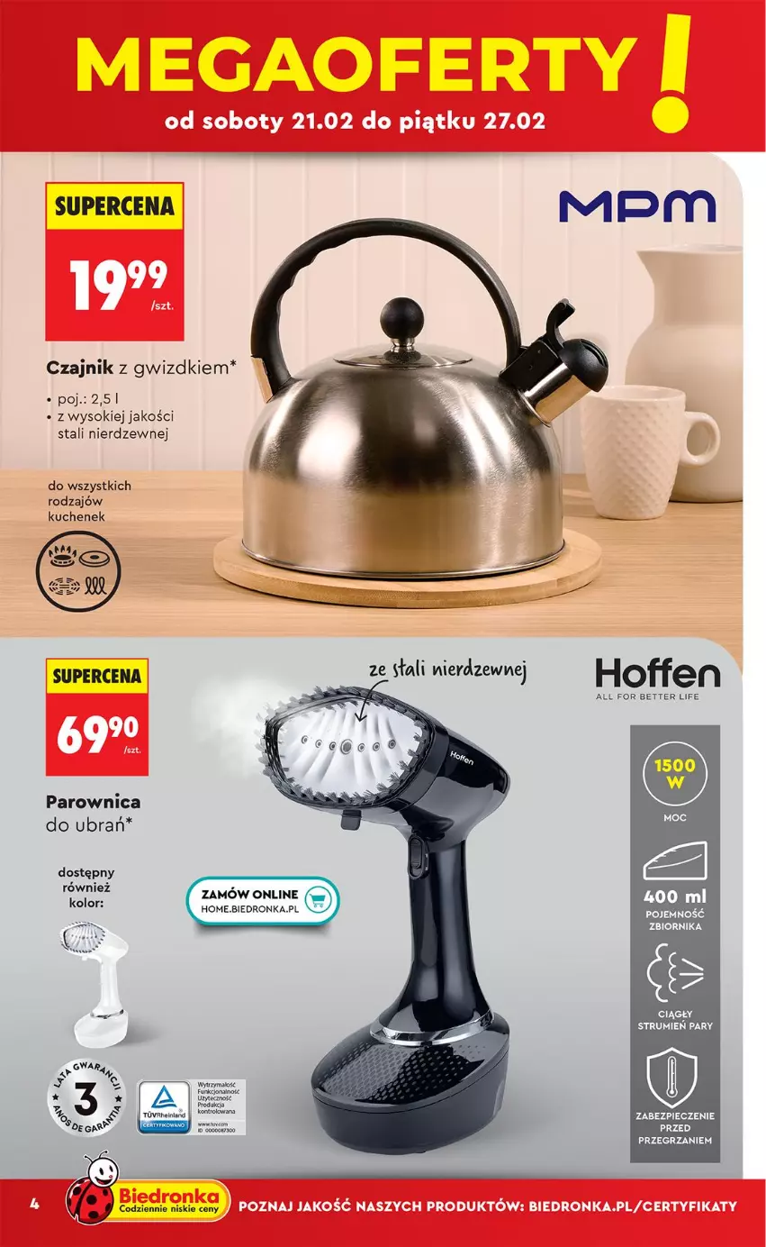 Gazetka promocyjna Biedronka - Okazje Tygodnia - ważna 21.02 do 07.03.2026 - strona 4 - produkty: Czajnik, Fa, Parownica, Piec, Rum, Sok