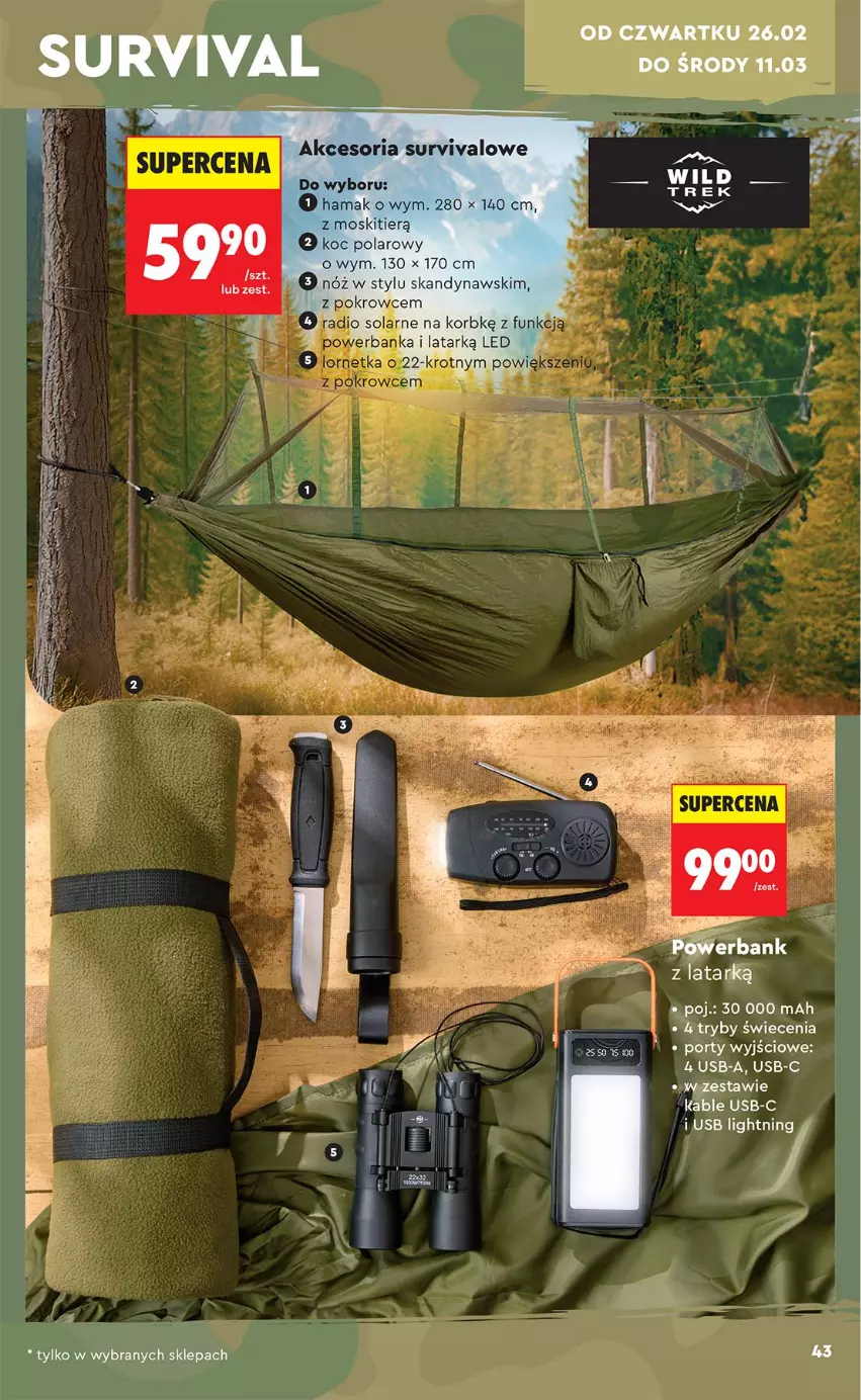 Gazetka promocyjna Biedronka - Okazje Tygodnia - ważna 21.02 do 07.03.2026 - strona 43 - produkty: Koc, Lornetka, Por, Powerbank