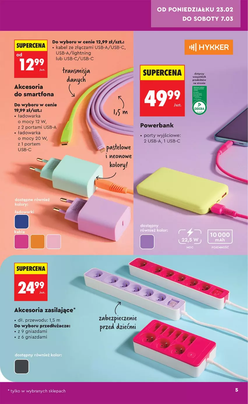 Gazetka promocyjna Biedronka - Okazje Tygodnia - ważna 21.02 do 07.03.2026 - strona 5 - produkty: Piec, Por, Powerbank, Smartfon, Tran, Warka