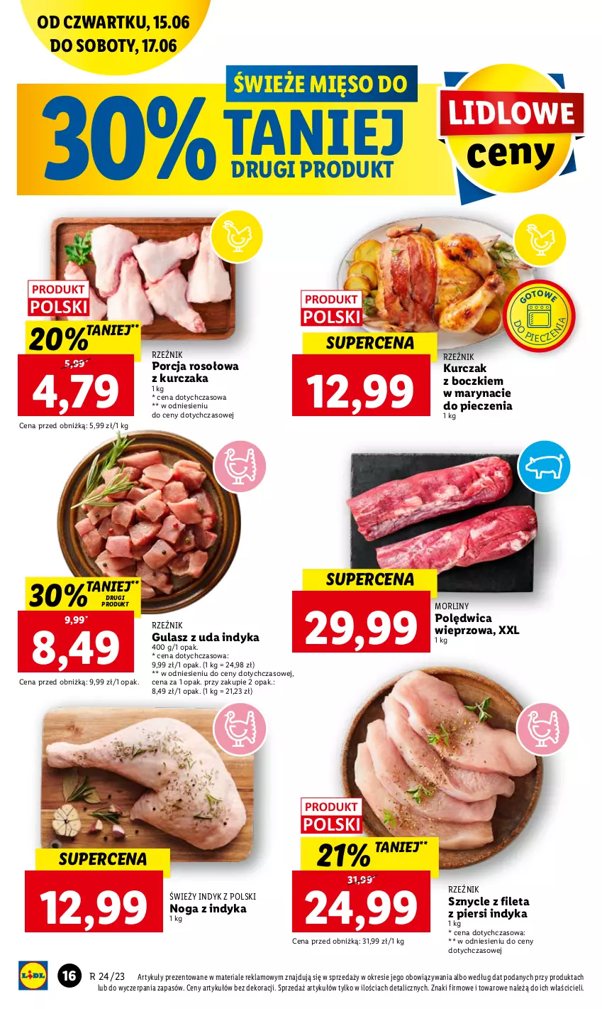 Gazetka promocyjna Lidl - GAZETKA - ważna 15.06 do 17.06.2023 - strona 22 - produkty: Kurczak, Mięso, Morliny, Piec, Polędwica, Por