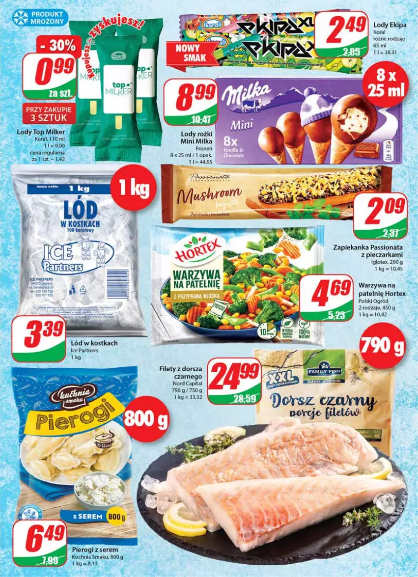 Gazetka promocyjna Dino - Gazetka - ważna 27.04 do 02.05.2022 - strona 11 - produkty: Dorsz, Hortex, Lody, Milka, Ogród, Piec, Pieczarka, Warzywa, Zapiekanka