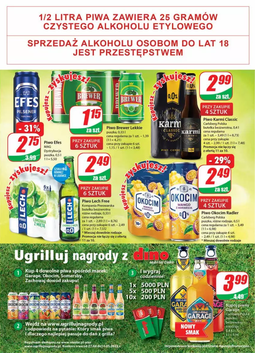 Gazetka promocyjna Dino - Gazetka - ważna 27.04 do 02.05.2022 - strona 19 - produkty: Carlsberg, Gra, Grill, Karmi, Koc, Mango, Okocim, PIKOK, Piwa, Piwo, Radler, Somersby