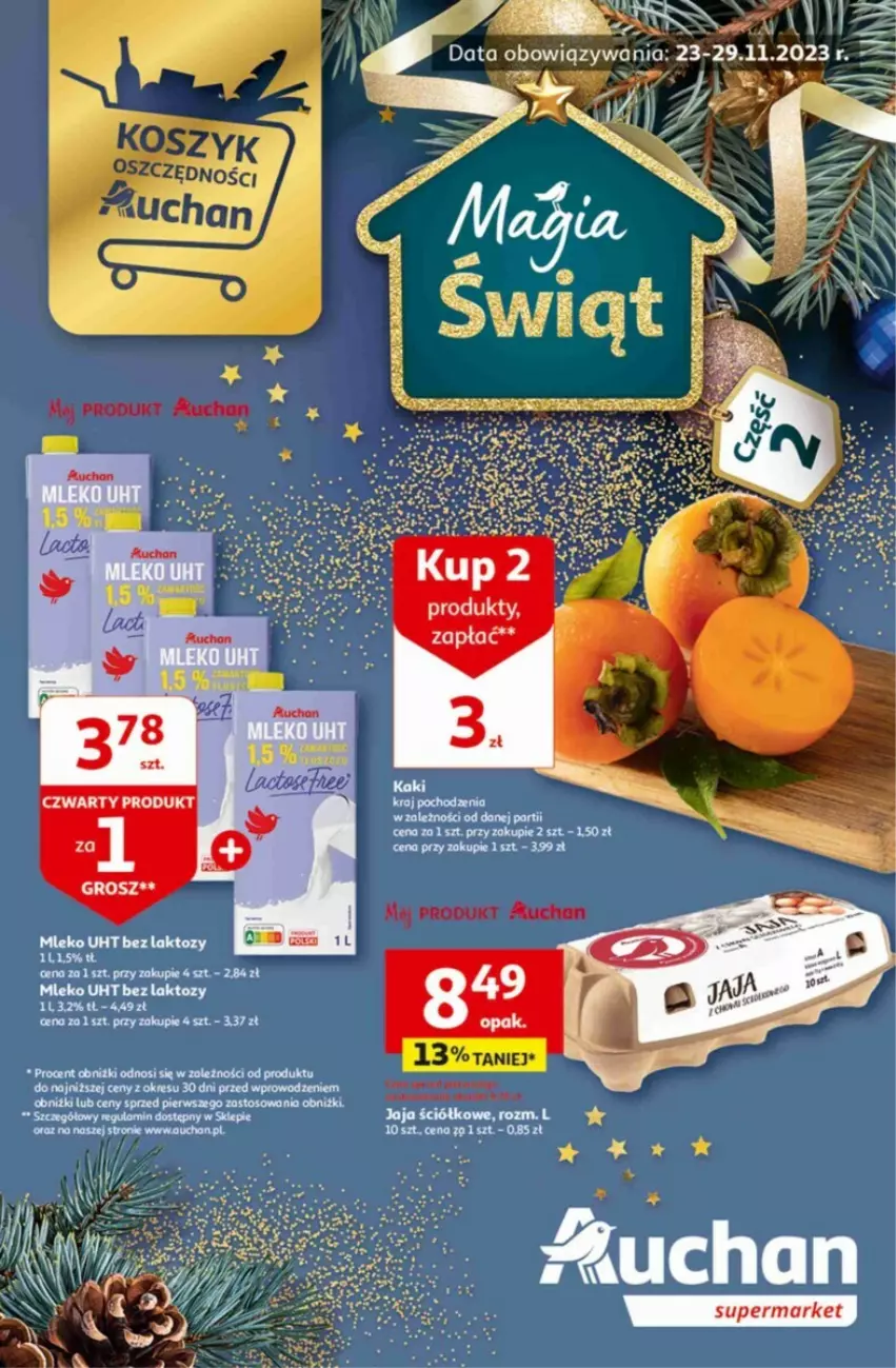 Gazetka promocyjna Auchan - ważna 23.11 do 29.11.2023 - strona 1 - produkty: Jaja, Kaki