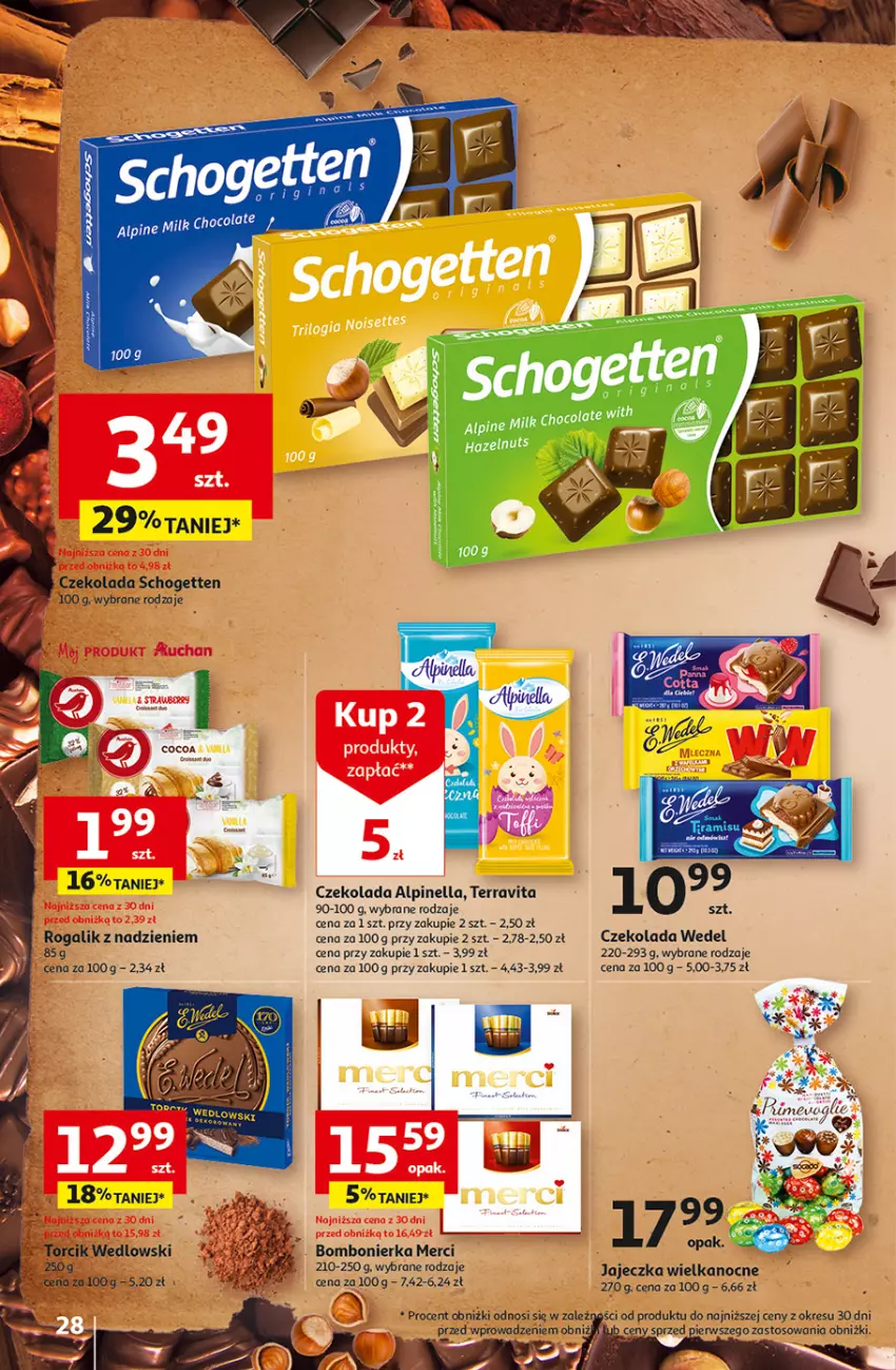Gazetka promocyjna Auchan - Gazetka coś dla niej i dla niego! Hipermarket Auchan - ważna 07.03 do 13.03.2024 - strona 28 - produkty: Czekolada, Fa, Merci, Rogal, Schogetten