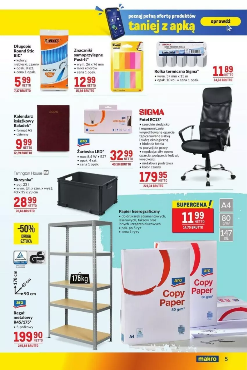 Gazetka promocyjna Makro - ważna 17.09 do 14.10.2024 - strona 15 - produkty: BIC, Biuro, Długopis, Fa, Fotel, Gra, Kalendarz, Mop, Papier, Por, Regał, Ser, Siedzisko, Sok