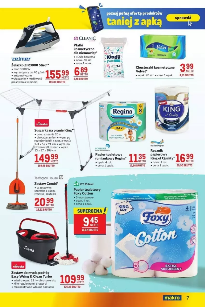 Gazetka promocyjna Makro - ważna 17.09 do 14.10.2024 - strona 17 - produkty: Chusteczki, Chusteczki kosmetyczne, Foxy, Gin, Kindii, Papier, Papier toaletowy, Pur, Ręcznik, Rum, Sito, Suszarka, Suszarka na pranie, Szufelka, Velvet, Wełna, Wiadro