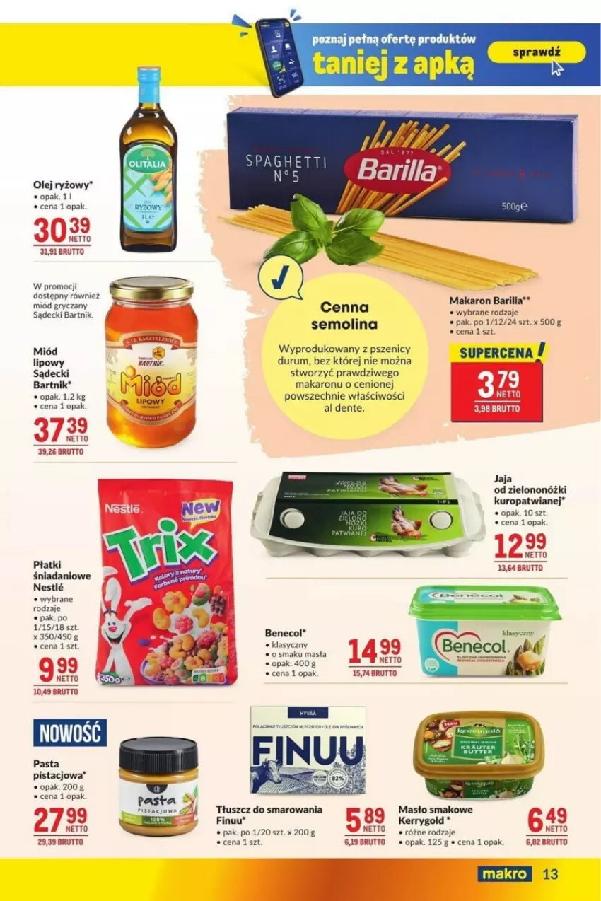 Gazetka promocyjna Makro - ważna 17.09 do 14.10.2024 - strona 5 - produkty: Barilla, Benecol, Danio, Fa, Gry, Jaja, Makaron, Masło, Miód, Olej, Olej ryżowy, Rum, Ryż