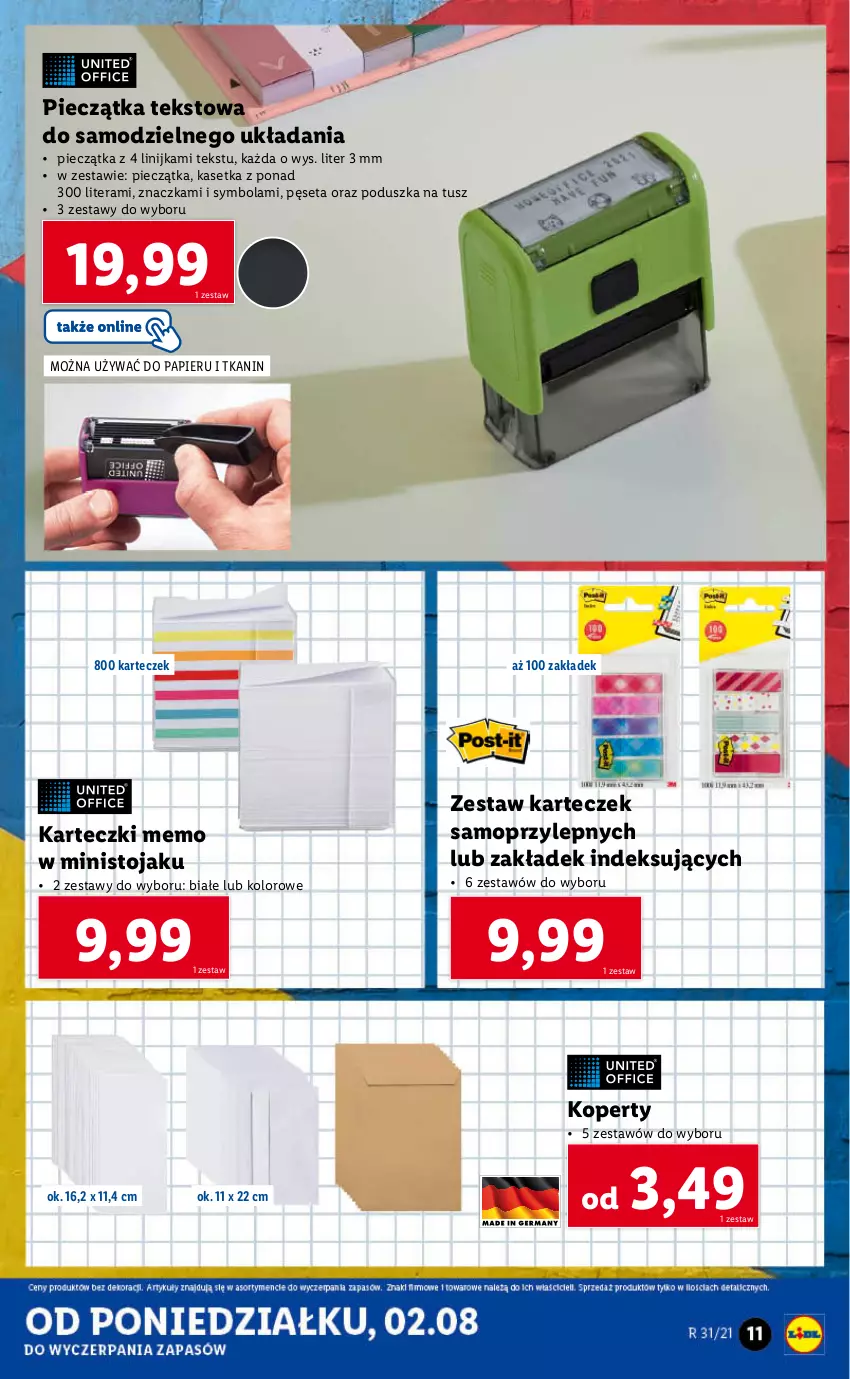 Gazetka promocyjna Lidl - GAZETKA - ważna 02.08 do 07.08.2021 - strona 11 - produkty: Mop, Papier, Pęseta, Piec, Pieczątka, Poduszka, Stojak, Tera, Tusz