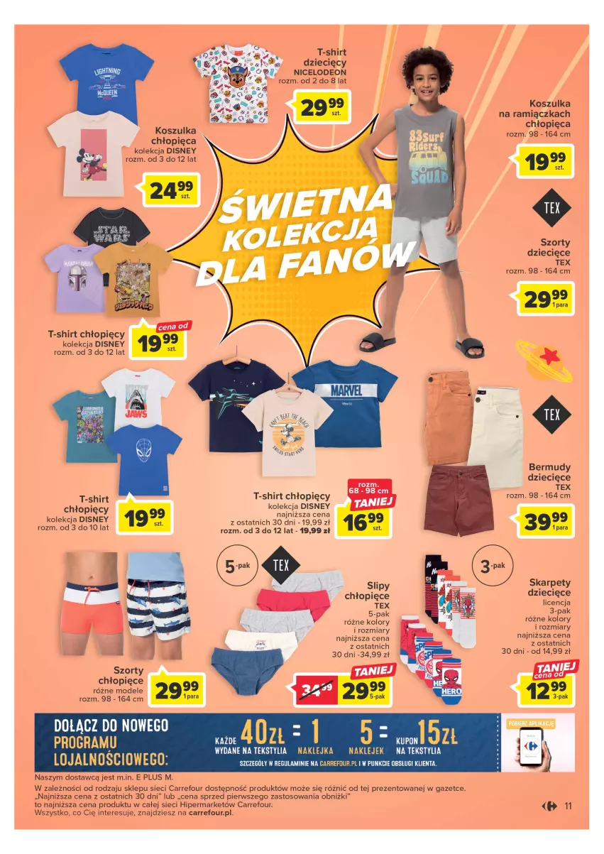 Gazetka promocyjna Carrefour - Gazetka Mali marzyciele - ważna 16.05 do 03.06.2023 - strona 11 - produkty: Disney, Dzieci, Gra, Karp, Klej, Kosz, Koszulka, Slipy, Szorty, T-shirt