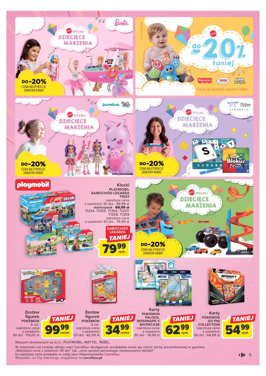 Gazetka promocyjna Carrefour - Gazetka Mali marzyciele - ważna 16.05 do 03.06.2023 - strona 5 - produkty: Dzieci, Mattel, Mobil, Playmobil, Samochód, Scrabble