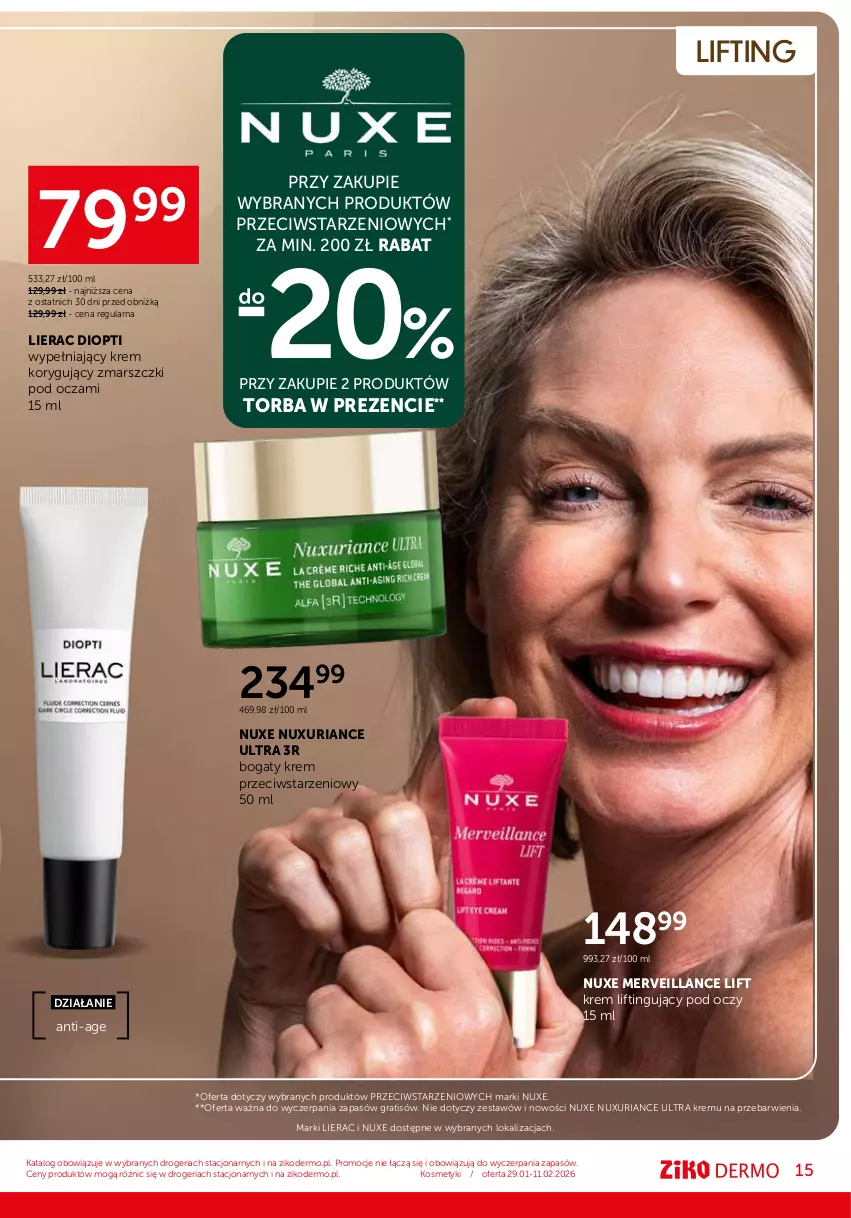 Gazetka promocyjna Ziko - Gazetka Ziko Dermo - ważna 29.01 do 11.02.2026 - strona 15 - produkty: Gra, Lierac, Mars, Nuxe, Torba