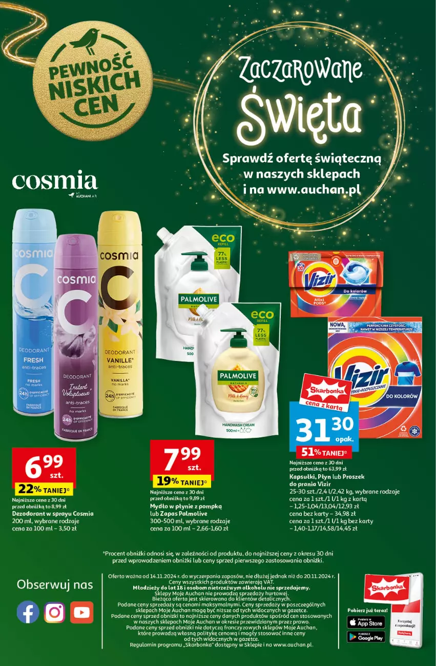 Gazetka promocyjna Auchan - Pewność Niskich Cen Moje - ważna 14.11 do 20.11.2024 - strona 10 - produkty: Dezodorant, Fa, Mydło, Mydło w płynie, Palmolive, Ser, Tera, Top, Vizir