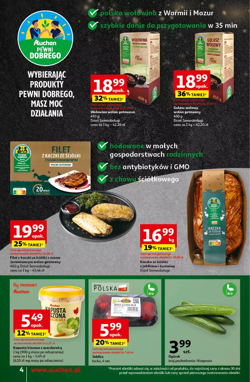 Gazetka promocyjna Auchan - Pewność Niskich Cen Moje - ważna 14.11 do 20.11.2024 - strona 6 - produkty: Ba!, Jabłka, Kaczka, Ogórek, Sos, Wino, Wołowina