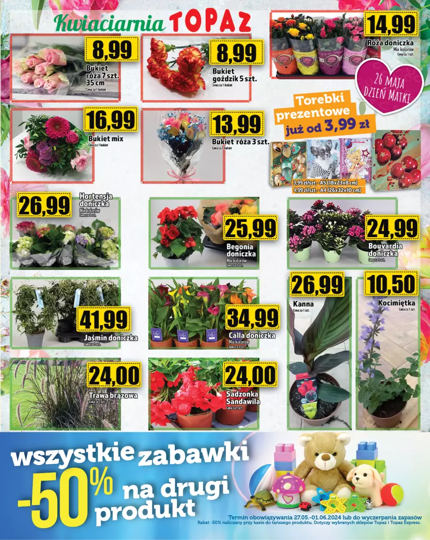 Gazetka promocyjna Topaz - Gazetka - ważna 23.05 do 29.05.2024 - strona 23 - produkty: Bukiet, Róża, Tera, Top