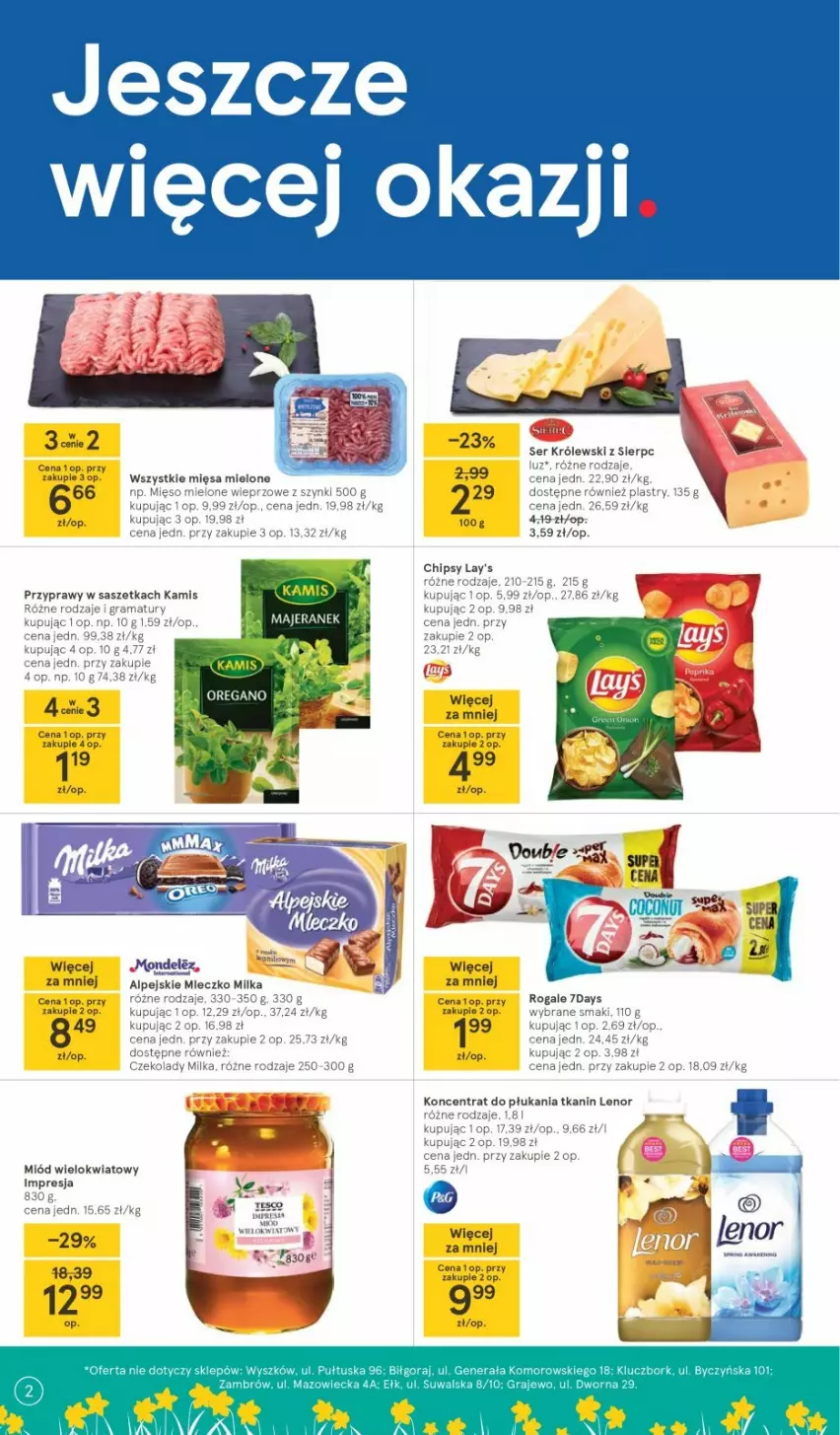 Gazetka promocyjna Tesco - Tesco gazetka - przyszły tydzień - ważna 18.03 do 24.03.2021 - strona 2 - produkty: Lenor, Mięso, Milka, Miód, Rogal