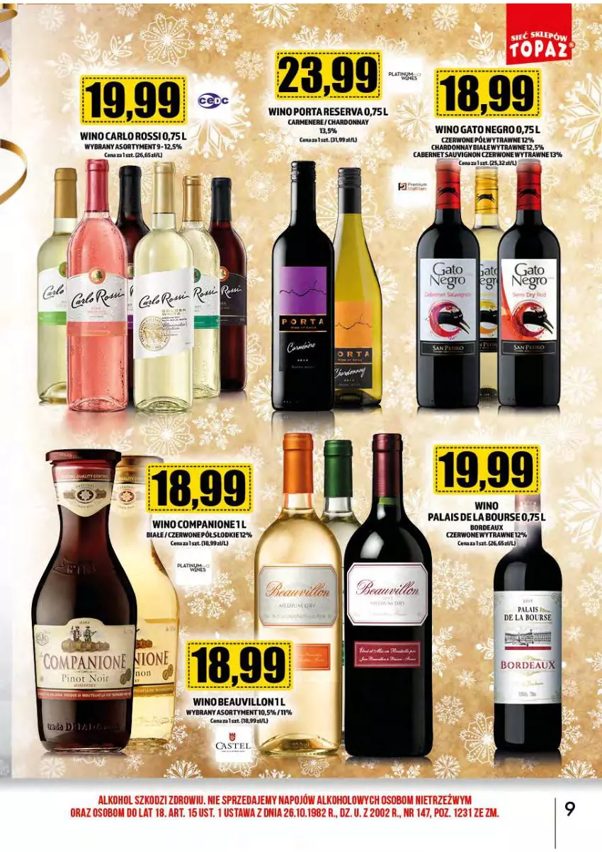 Gazetka promocyjna Topaz - Gazetka - ważna 02.12 do 31.12.2024 - strona 10 - produkty: AniOne, Cabernet Sauvignon, Carlo Rossi, Chardonnay, Por, Ser, Wino