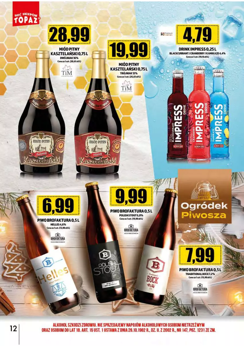 Gazetka promocyjna Topaz - Gazetka - ważna 02.12 do 31.12.2024 - strona 13 - produkty: Fa, Kasztelan, Lack, Miód, Piwo