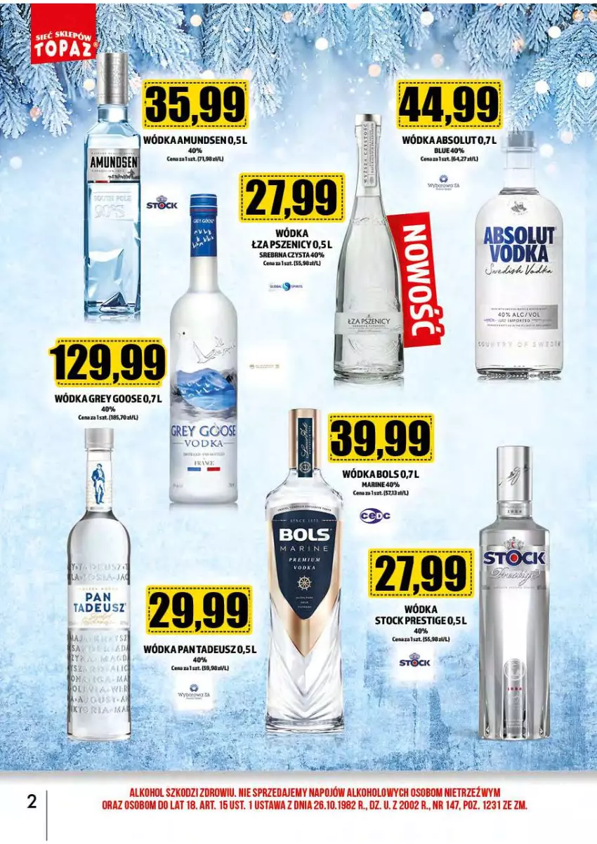 Gazetka promocyjna Topaz - Gazetka - ważna 02.12 do 31.12.2024 - strona 3 - produkty: Amundsen, Bols, Stock, Woda, Wódka