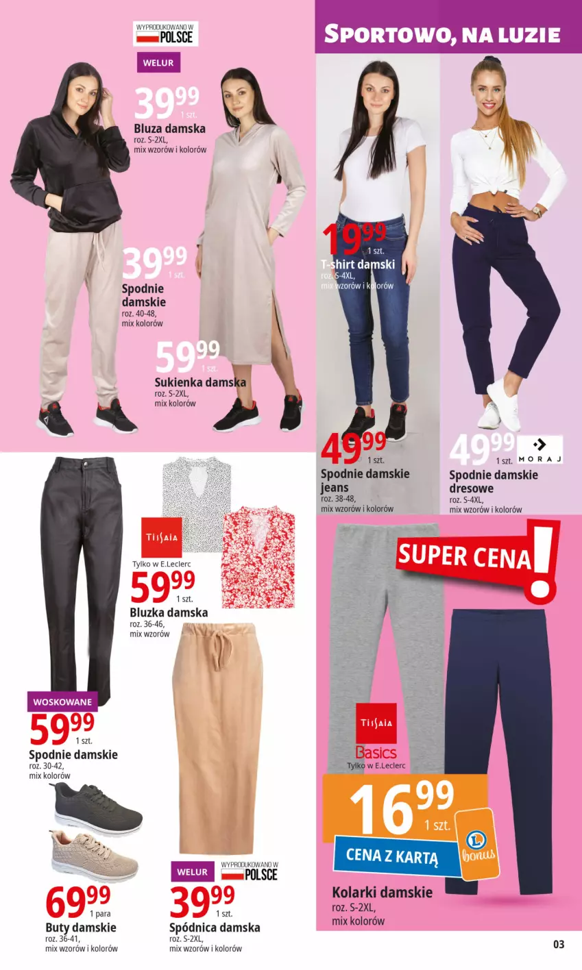 Gazetka promocyjna E Leclerc - ważna 06.02 do 17.02.2024 - strona 3 - produkty: Bluza, Buty, Dres, Por, Spódnica, Spodnie, Sport