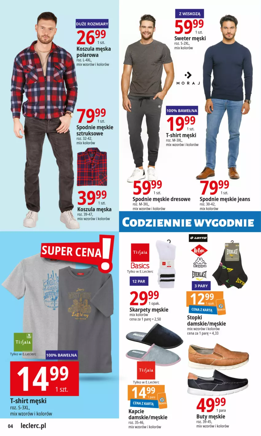 Gazetka promocyjna E Leclerc - ważna 06.02 do 17.02.2024 - strona 4 - produkty: Buty, Dres, Karp, Kosz, Koszula, Spodnie, Sweter, T-shirt, Wełna