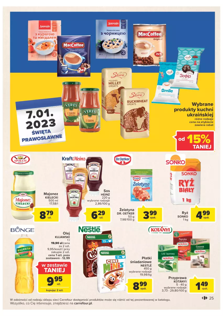 Gazetka promocyjna Carrefour - Gazetka Carrefour - ważna 27.12 do 31.12.2022 - strona 25 - produkty: Danio, Gin, Heinz, Kosz, Kujawski, Olej, Papryka, Ryż