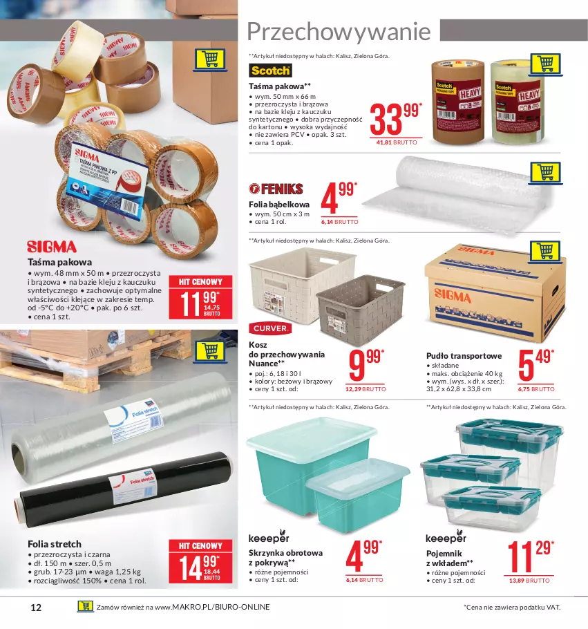 Gazetka promocyjna Makro - [Oferta promocyjna] Artykuły przemysłowe - ważna 09.02 do 22.02.2021 - strona 12 - produkty: Biuro, Klej, Kosz, Pojemnik, Por, Sok, Sport, Taśma pakowa, Tran, Waga