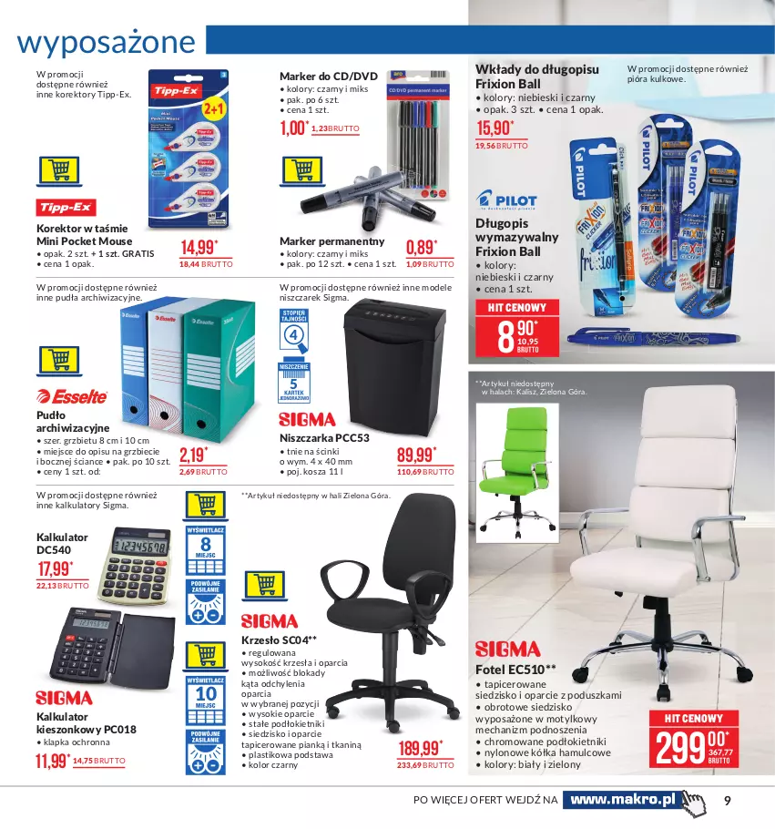 Gazetka promocyjna Makro - [Oferta promocyjna] Artykuły przemysłowe - ważna 09.02 do 22.02.2021 - strona 9 - produkty: Długopis, Fotel, Gra, Kosz, Krzesło, Marker, Niszczarka, Poduszka, Siedzisko, Sok