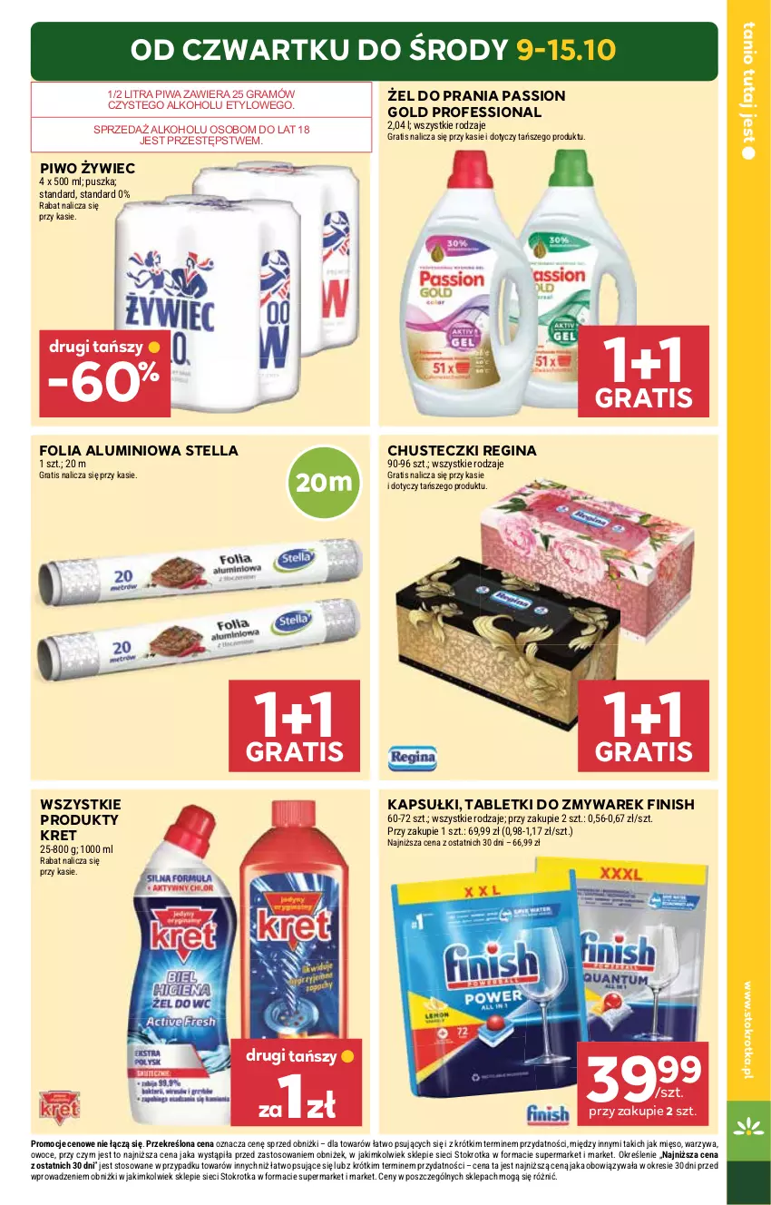 Gazetka promocyjna Stokrotka - Supermarket - ważna 09.10 do 15.10.2025 - strona 3 - produkty: Chusteczki, Finish, Folia aluminiowa, Gin, Gra, Kret, Mięso, Owoce, Piwa, Piwo, Tablet, Warzywa