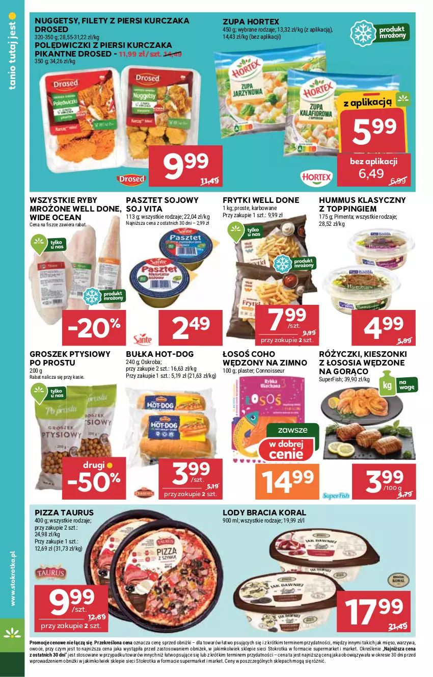 Gazetka promocyjna Stokrotka - Supermarket - ważna 09.10 do 15.10.2025 - strona 30 - produkty: Bułka, Frytki, Groszek, Groszek ptysiowy, Hortex, Hummus, Kurczak, Lody, Mięso, Mus, Owoce, Pasztet, Pizza, Sos, Top, Warzywa, Zupa